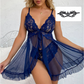 Conjunto de pijama camisola de encaje con cuello en V femenino