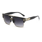 Retro Double-Bridge Square Aviator Sunglasses
