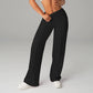 Pantalones casuales de mujer de cintura alta y pierna ancha -💖 Tejido Elástico Cómodo + Bolsillos Prácticos - Ideal para Trabajo, Paseos y Casa! ✨