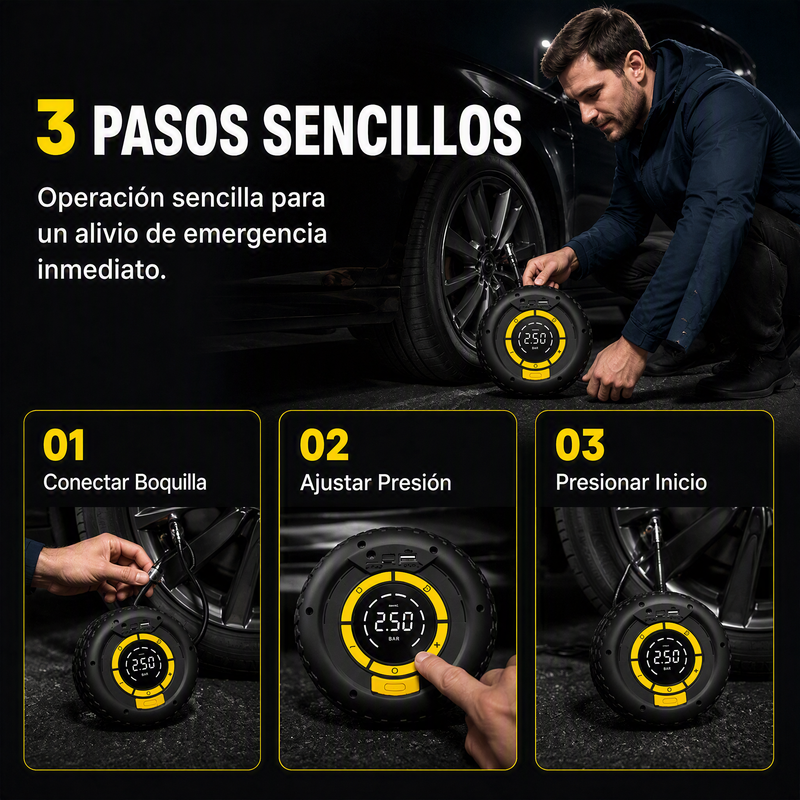 🚗⚡ Cargador de batería y inflador de llantas 2 en 1 para auto: listo para emergencias, práctico y multiuso ✨