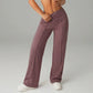 Pantalones casuales de mujer de cintura alta y pierna ancha -💖 Tejido Elástico Cómodo + Bolsillos Prácticos - Ideal para Trabajo, Paseos y Casa! ✨