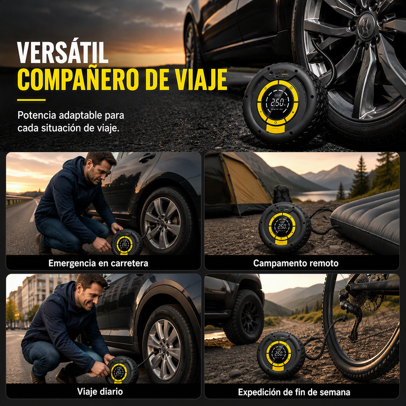 🚗⚡ Cargador de batería y inflador de llantas 2 en 1 para auto: listo para emergencias, práctico y multiuso ✨