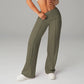 Pantalones casuales de mujer de cintura alta y pierna ancha -💖 Tejido Elástico Cómodo + Bolsillos Prácticos - Ideal para Trabajo, Paseos y Casa! ✨