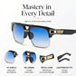 Retro Double-Bridge Square Aviator Sunglasses