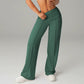 Pantalones casuales de mujer de cintura alta y pierna ancha -💖 Tejido Elástico Cómodo + Bolsillos Prácticos - Ideal para Trabajo, Paseos y Casa! ✨