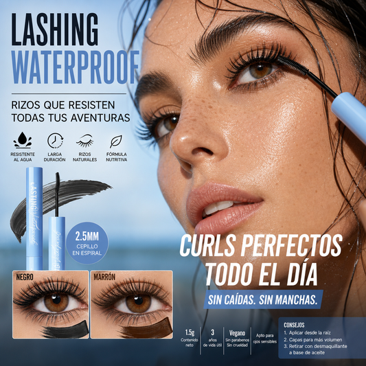 💖 Máscara de pestañas resistente al agua con efecto alargador y rizador – Volumen, larga duración y sin manchas ✨