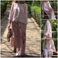 🌸Especiales de primavera🌸Blusa Sólido y Pantalones Anchos con Flores (Conjunto de 2 Piezas)