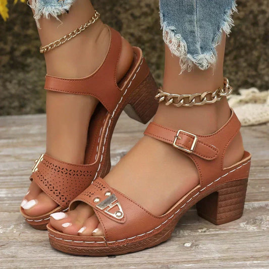 🔥👡 Sandalias de tacón grueso para muje