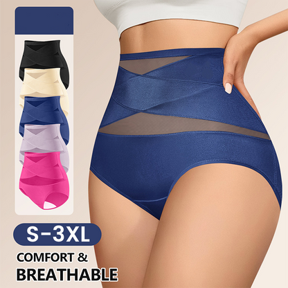 Conjunto de bragas de malla de cintura alta para mujer