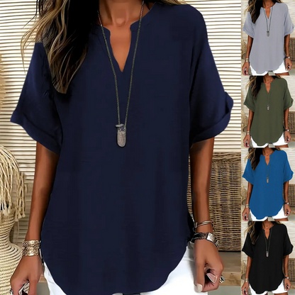 👕 Camiseta de Manga Corta Holgada y Lisa para Mujer – Estilo Casual y Moderno 🌸✨