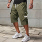 Pantalones cargo capri casuales con ajuste de cordón para hombre