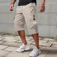 Pantalones cargo capri casuales con ajuste de cordón para hombre