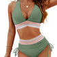 👙🎨 Conjunto Bikini Cintura Alta – Control de Abdomen, Bloques de Color y Look Súper Favorecedor 🌊✨