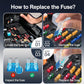 🔌🚗 Kit surtido de fusibles para coche: fusibles de hoja micro, mini y estándar, codificados por colores para facilitar su identificación. 🔧✨