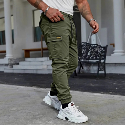 Pantalones de carga casuales con cordón para hombre