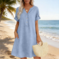 🥳OFERTA ESPECIAL 2026🥳Vestido túnica de mujer con cuello en V: corte holgado, bolsillos y tejido transpirable