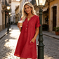 🥳OFERTA ESPECIAL 2026🥳Vestido túnica de mujer con cuello en V: corte holgado, bolsillos y tejido transpirable