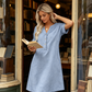 🥳OFERTA ESPECIAL 2026🥳Vestido túnica de mujer con cuello en V: corte holgado, bolsillos y tejido transpirable