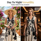 Vestido largo de mujer con estampado floral, cuello en V y cintura retorcida