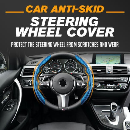 🚗✨Funda antideslizante para volante – cuero de fibra de carbono y ajuste universal