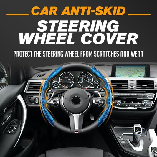 🚗✨Funda antideslizante para volante – cuero de fibra de carbono y ajuste universal