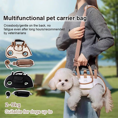 🐾 ¡50% DE DESCUENTO POR TIEMPO LIMITADO! 🎒 Mochila y Bolso Bandolera Portátil y Transpirable para Mascotas – 2 en 1, Correa Acolchada, Ajustable 🚶