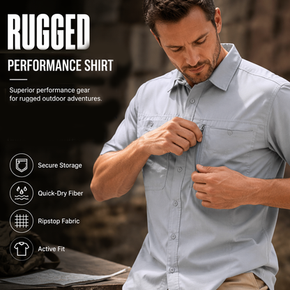 Camisa de manga corta para hombre, ideal para senderismo al aire libre