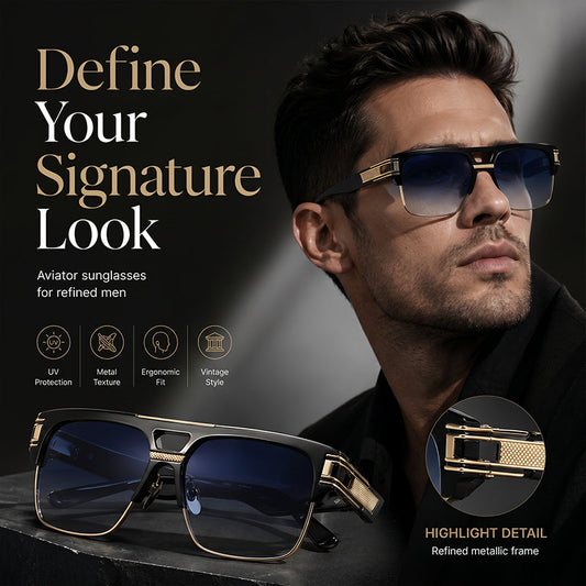 Gafas de sol estilo aviador retro, cuadradas y con doble puente