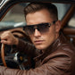Retro Double-Bridge Square Aviator Sunglasses
