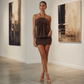 Women's Halter Neckline Draped Bodycon Mini Dress
