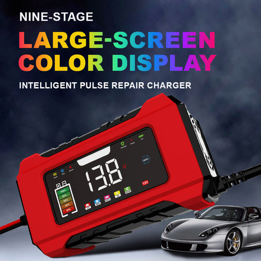Cargador inteligente para baterías de auto de 12 V y 6 A con pantalla LCD