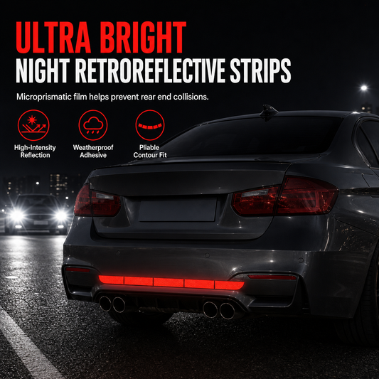 👍Tiras retrorreflectantes ultra brillantes para parachoques – prisma hexagonal, resistente a la intemperie. Conduce seguro de noche! ✨🛡️