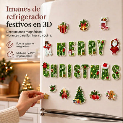 🔥¡50% DE DESCUENTO! 🎄Imanes de nevera de dibujos animados navideños ✨Bonitos, decoración festiva, fuerte imantación 🎅
