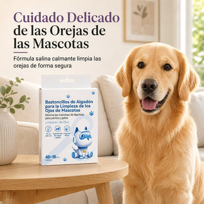 Hisopos de Algodón para Limpiar Oídos y Ojos de Mascotas para Gatos y Perros