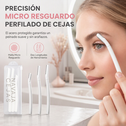 📢📢 ¡50% DE DESCUENTO! Set de cuidado para cejas – Cuchillas de acero inoxidable protegidas para dar forma a las cejas con precisión en casa ✨