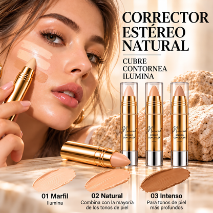 Barra de corrector natural sin costuras: 3 en 1 para ocultar, aclarar y esculpir