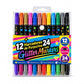 Paquete de 12 marcadores de brillo de doble punta y resaltadores, 24 colores, bolígrafos de punta de pincel suave de doble extremo para dibujo artístico de estudiantes