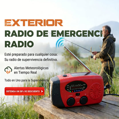 🎉 ¡50% DE DESCUENTO AHORA! 📻 Radio de Emergencia Solar Portátil y Manivela – Luz LED y NOAA ✨
