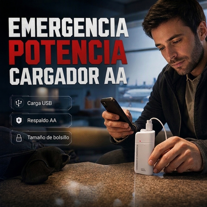 Cargador de teléfono de emergencia portátil, banco de energía alimentado por batería AA con linterna LED