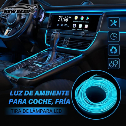 🎁¡50% DE DESCUENTO AHORA!🚨Tira LED de atmósfera para interior del coche💡Opciones multicolor🔌Alimentado por USB✨Fácil instalación Luz ambiental para tablero y puertas