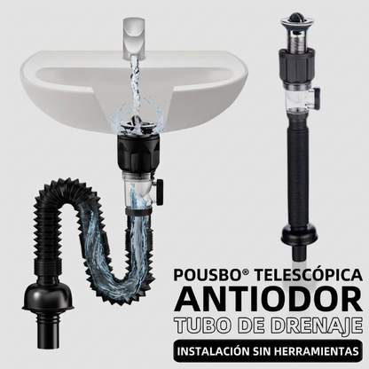 Desagüe Flexible Lavabo - Bloqueador Olores, Incluye Manguera Ajustable y Guantes