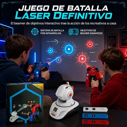 ❄️🎀 Haz que esta Navidad sea mágica ✨🎁 Set de pistolas láser infrarrojas para niños – 2 mini pistolas y 1 proyector con sonido y luces
