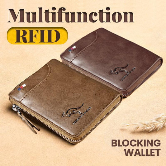 🔥Esenciales para hombre✨💰Cartera multifuncional de piel de PU resistente al agua y con bloqueo RFID🎁
